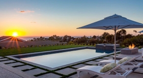 Geometric Pool with Raised Spa