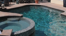 Deep Dark Green Pool Finish and Tile Spa